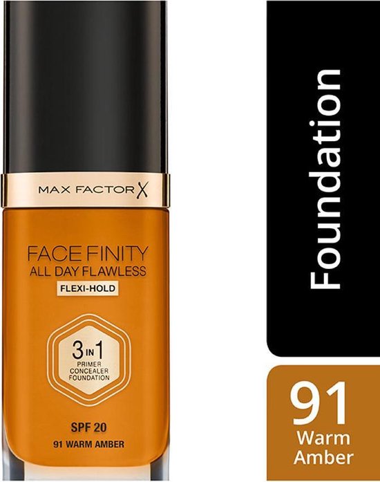 Max Factor Facefinity All Day Flawless 3 in 1 Flexi Hold Foundation - 91 Warm Amber