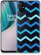 Telefoon Hoesje OnePlus Nord N10 5G Siliconen Back Cover Zigzag Blauw