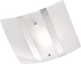 LED Plafondlamp - Plafondverlichting - Trinon Niki - E27 Fitting - 1-lichts - Vierkant - Mat Zilver - Glas