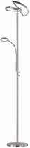 LED Vloerlamp - Trinon Spat - 20W + 3W - Aanpasbare Kleur - 2-lichts - Dimbaar - Rond - Mat Chroom - Aluminium