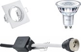 PHILIPS - LED Spot Set - CorePro 827 36D - GU10 Fitting - Inbouw Vierkant - Mat Wit - 4.6W - Warm Wit 2700K - Kantelbaar 80mm