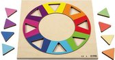 Reliëfpuzzel Regenboogkring - ronde houten puzzel met regenboog kleuren - voor kinderen vanaf 3 jaar - 16 stukjes