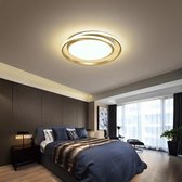 Uniclamps Moderne Smart Plafondlamp - met Afstandsbediening & App Dimbaar - Goud - Rond - Plafonnière