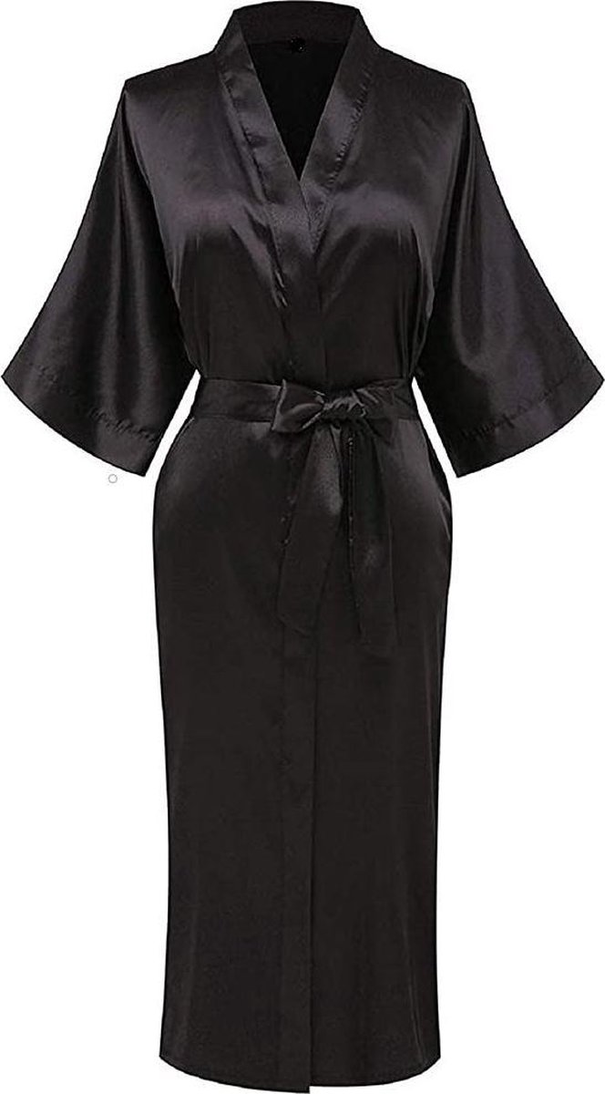 Gepersonaliseerde Satijnen badjas - Kimono - Kleur satijn badjas zwart of  wit - Met... | bol.com