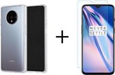 Oneplus 7T hoesje siliconen case transparant -  1x Oneplus 7T screenprotector screen protector