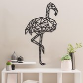 Geometrische Wanddecoratie - Flamingo - Dieren - Hout - Wall Art - Muurdecoratie - Woonkamer - Zwart - 89 x 46 cm