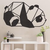 Geometrische Wanddecoratie - Panda - Dieren - Hout - Wall Art - Muurdecoratie - Woonkamer - Zwart - 89 x 53.5 cm