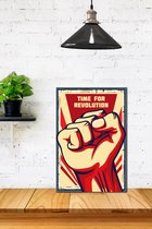 3d Retro Hout Poster Time for Revolution