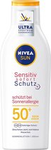 NIVEA SUN Sensitiv zonnebrandcrème met directe bescherming in een verpakking  1 x 200 ml, zonnebrandcrème met SPF 50+ voor de gevoelige huid, waterbestendige zonnebescherming voor