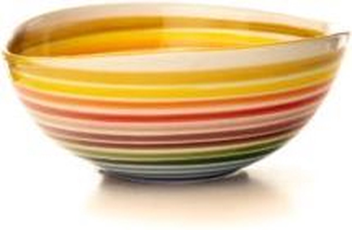 Pro Italia Arcobaleno schaal- regenboog kleuren-28 cm- hoog 12 cm-keramiek-aardewerk-saladeschaal-fruitschaal-serveerschaal-decoratie
