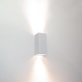 Wandlamp Dante 2 Wit - 6,6x6,6x15,4cm - 2x GU10 LED 4,8W 2700K 355lm - IP20 - Dimbaar > wandlamp wit | wandlamp binnen wit | wandlamp hal wit | wandlamp woonkamer wit | wandlamp sl