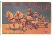 Heineken Bier paard en wagen reclamebord klein 11x8 cm