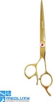 MEDLUXY - Trimschaar - Gebogen - 7 inch - Goudkleurig - Rechtshandig - Stelschroef strassteentjes