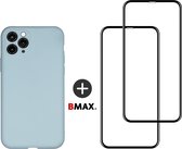BMAX Telefoonhoesje voor iPhone 11 Pro Max - Siliconen hardcase hoesje zeeblauw - Met 2 screenprotectors full cover