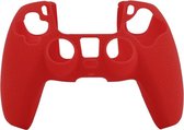 Leer-Look Silicone Hoes / Skin voor Playstation 5 - PS5 Controller Rood