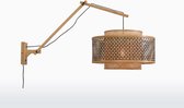 Wandlamp met Lange Arm - BHUTAN - Bamboe -Large (50x30cm)