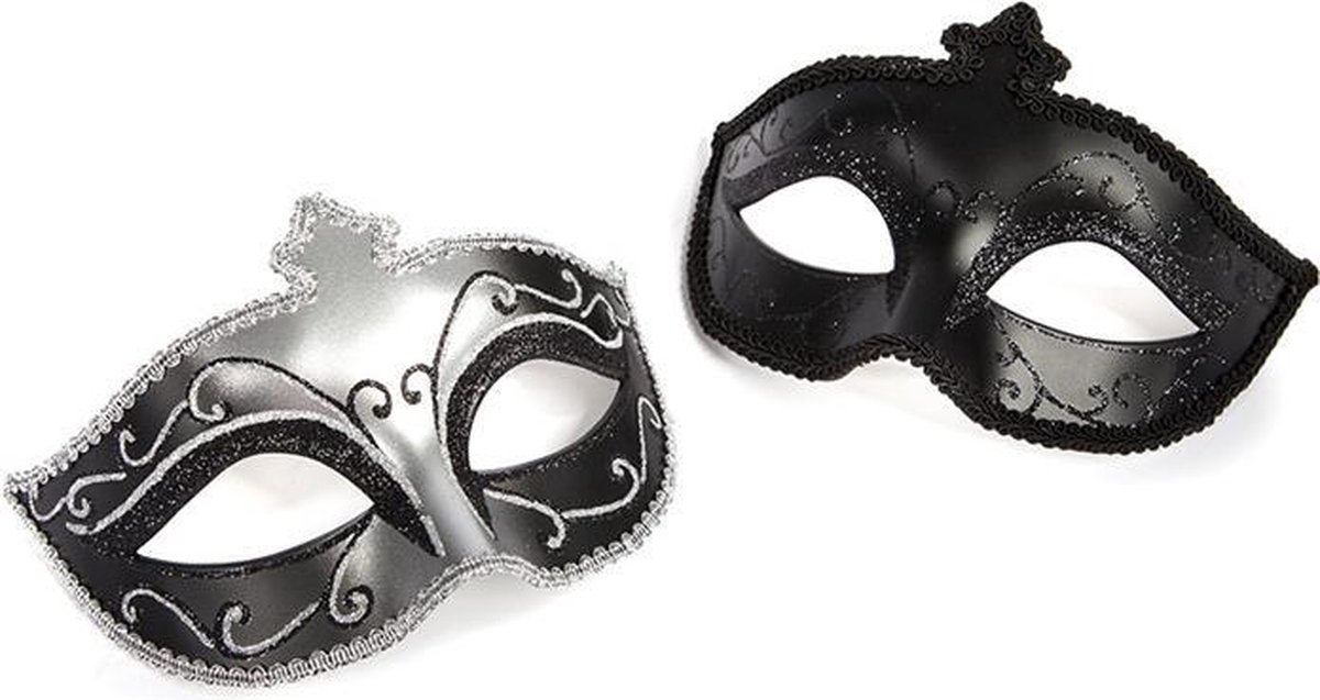 Schat Annoteren heerlijkheid Masks on Masquerade Mask Twin Pack - Black/Silver | bol.com