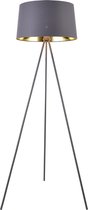 Staande lamp - Vloerlamp - Stof & metaal - Grijs - Fitting 1 x E27 - Lampenkap (Ø) 45 cm - Afmeting (H) 150 cm