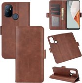 OnePlus Nord N100 hoesje - MobyDefend Luxe Wallet Book Case (Sluiting Zijkant) - Bruin - GSM Hoesje - Telefoonhoesje Geschikt Voor: OnePlus Nord N100