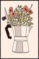 JUNIQE - Poster in kunststof lijst Moka Flowers Colors -40x60 /Grijs &