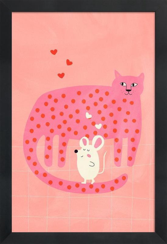 Juniqe Poster In Houten Lijst Cat And Mouse 20x30 Roze Bol