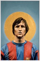 JUNIQE - Poster in kunststof lijst Football Icon - Johan Cruyff -20x30