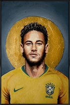 JUNIQE - Poster met kunststof lijst Football Icon -Neymar -13x18