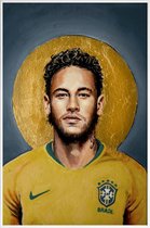 JUNIQE - Poster i kunststof lijst Football Icon -Neymar -20x30