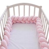 Buxibo Baby Bed Bumper - Baby Veiligheid/Hoofdbescherming/Bedbescherming - Multifunctionele Voedingskussen/Bedomrande/Boxomrander - 200CM - Roze