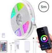 B.K.Licht - LED Strip smart - 5 meter - WiFi - App - RGB kleurverandering - incl. afstandsbediening - siliconencoating - zelfklevend