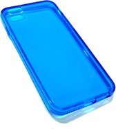 Apple iPhone 5/5S Blauw Transparant Back Cover TPU hoesje extra Gratis Tempered Glass Screenprotectors met Cleaning Set