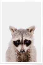 JUNIQE - Poster Raccoon -20x30 /Grijs & Zwart