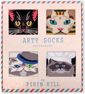 ORGANISCH KATOEN SOKKEN, ARTY SOCKS CATS BOX 4, 43-46
