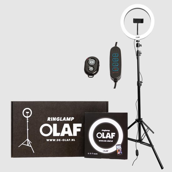 OLAF - Ringlamp - Tiktok lamp - Ringlight - 10inch - Standaard/statief 160cm - LED verlichting - Make-Up lamp - Selfielamp - Studiolamp - Influencer - Youtube - Instagram - Telefoon - Telefoonhouder- Fotografie -Afstandsbediening - TikToklamp