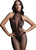 Fishnet and Lace Bodystocking - Black -