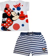Disney Minnie Mouse set - broekje + shirt - Bubbels - wit/blauw - maat 80 (18 maanden)