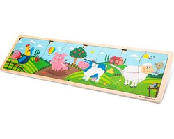 foto van New Classic Toys - Houten Boerderij Legpuzzel - 4 in 1 puzzel - Boerderijdieren - FSC