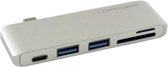 USB-Hub LC-Power USB-C 2xUSB3 + kaartlezer+Ladefunktion Sil