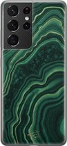 Samsung Galaxy S21 Ultra siliconen hoesje - Agate groen - Soft Case Telefoonhoesje - Groen - Print