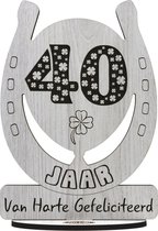 40 jaar - houten verjaardagskaart - wenskaart om iemand te feliciteren - kaart verjaardag 40 - 17.5 x 25 cm