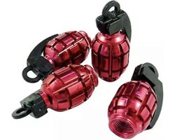 TT-product ventieldoppen Red Grenades handgranaat 4 stuks rood
