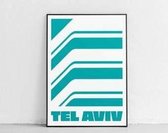 Tel Aviv City On Canvas Poster Aqua - 40x60cm Canvas - Multi-color