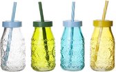 Cosy en Trendy Flesje - Transparant-groen-blauw-geel - Glas - (set van 8) en Yourkitchen E-kookboek