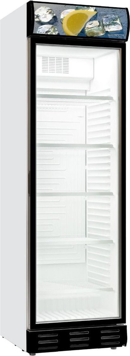 Combisteel Drankenkoeling - 382L - Wit/Zwart - +4°C/+10°C - Statisch + Ventilator - Scharnier Links - 595x650x2000mm - Horeca Koelkast