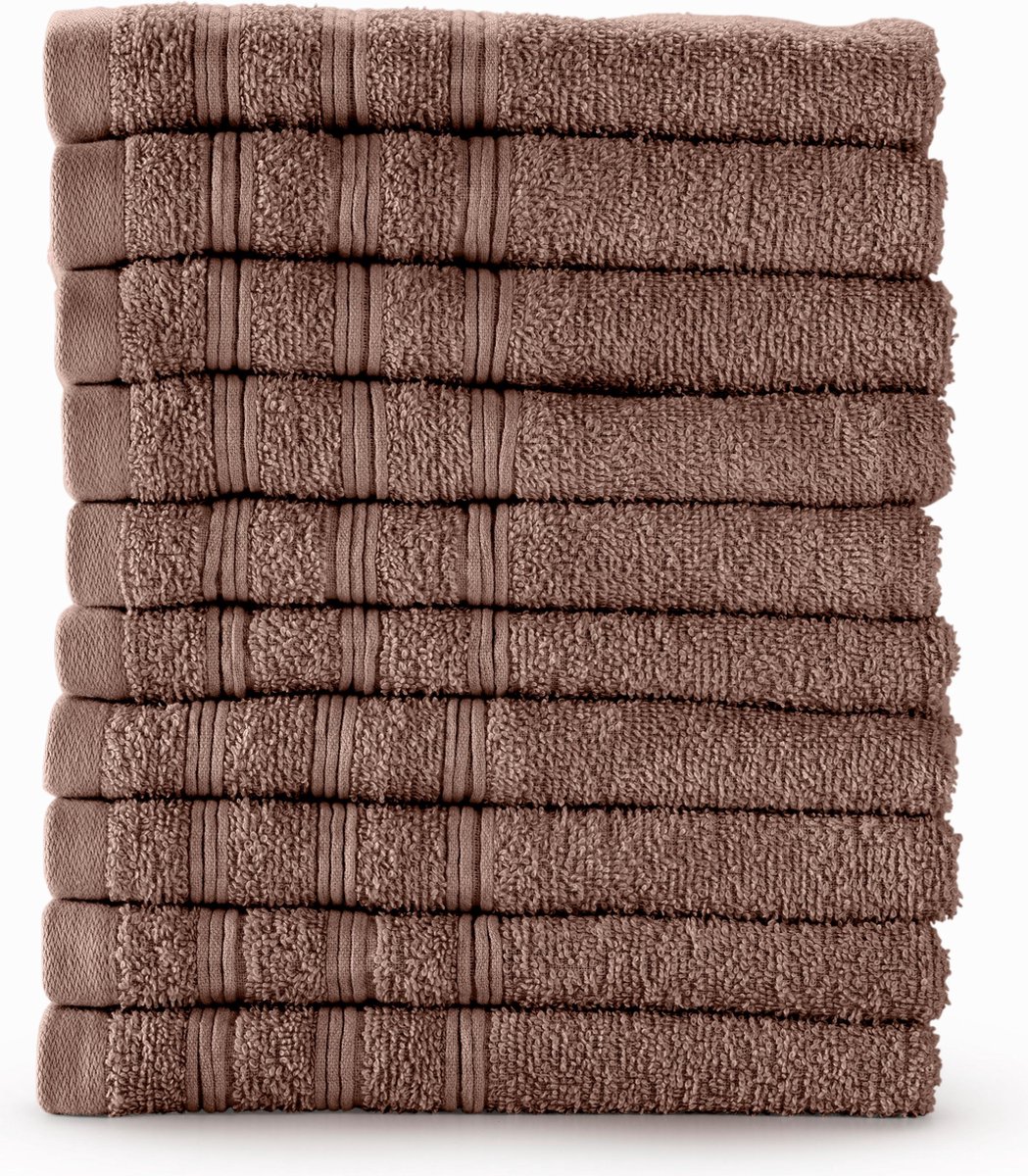 Bamatex Home Textiles Collectie MANCHESTER - Handdoek - 50*90 cm - CHOCOLATE - set van 10 stuks