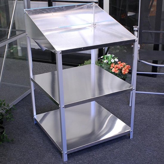 Lendo Online - Oppottafel - Tuinwerktafel - Plantentafel - Werktafel voor tuin met gegalvaniseerd stalen werkblad - Tuinwerkbank - 76x37x92 cm - Vurenhout - Bruin (Bruin