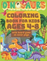 Dinosaur Coloring Book for Kids Ages 4-8 with Board Game on Cover Page