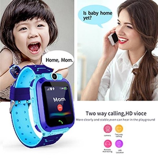 Smartwatch voor Kinderen - Inclusief Simkaart -  Kinder Horloge - LBS Tracking - Jongen - One Size - Blauw - Exilien