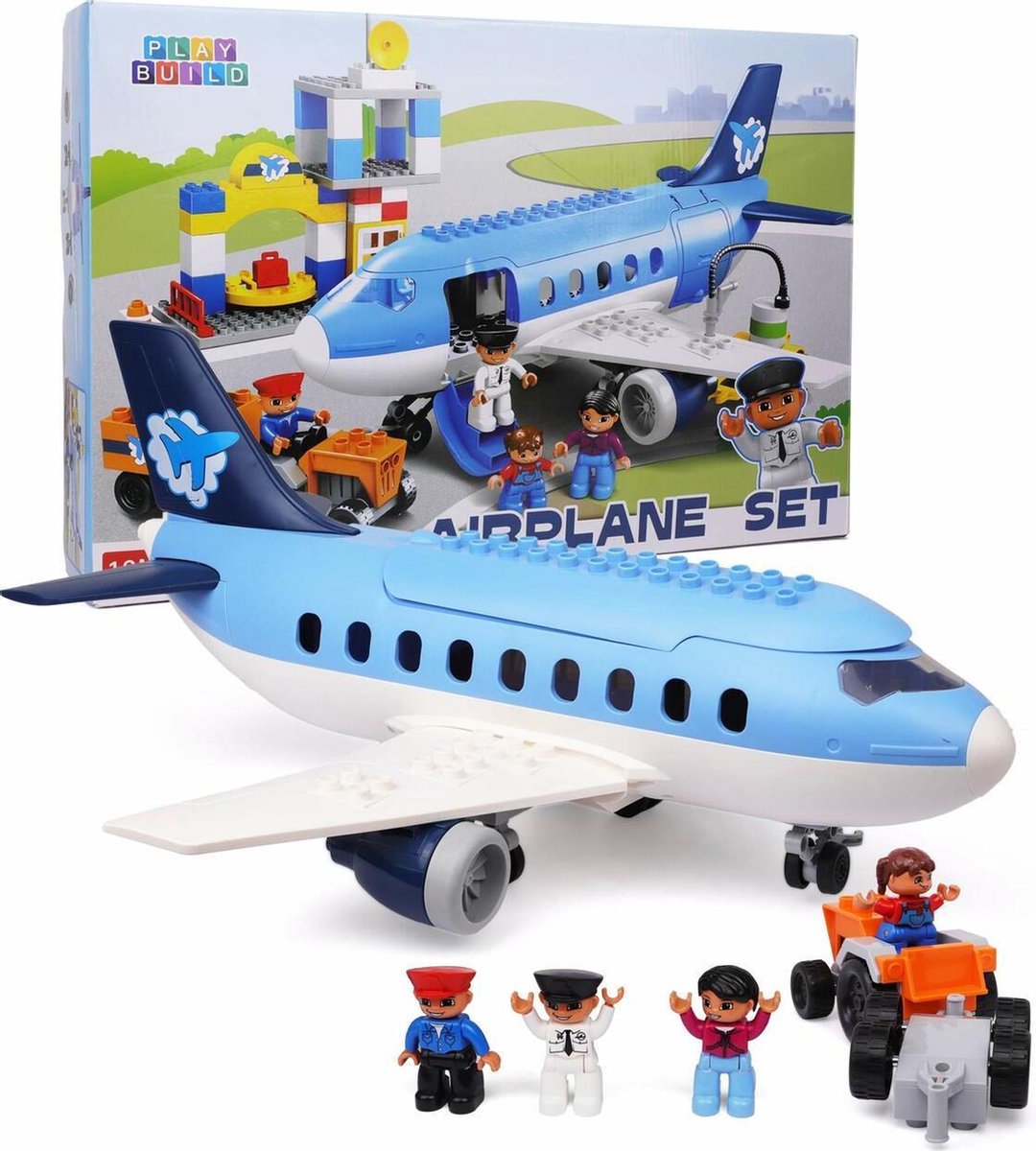 Play&Build Airplane Set - Vliegtuig Set (Compatible with Duplo &  Mega-blocks) | bol.com