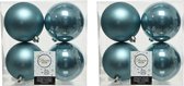 8x stuks kunststof kerstballen ijsblauw (blue dawn) 10 cm - Mat/glans - Onbreekbare plastic kerstballen